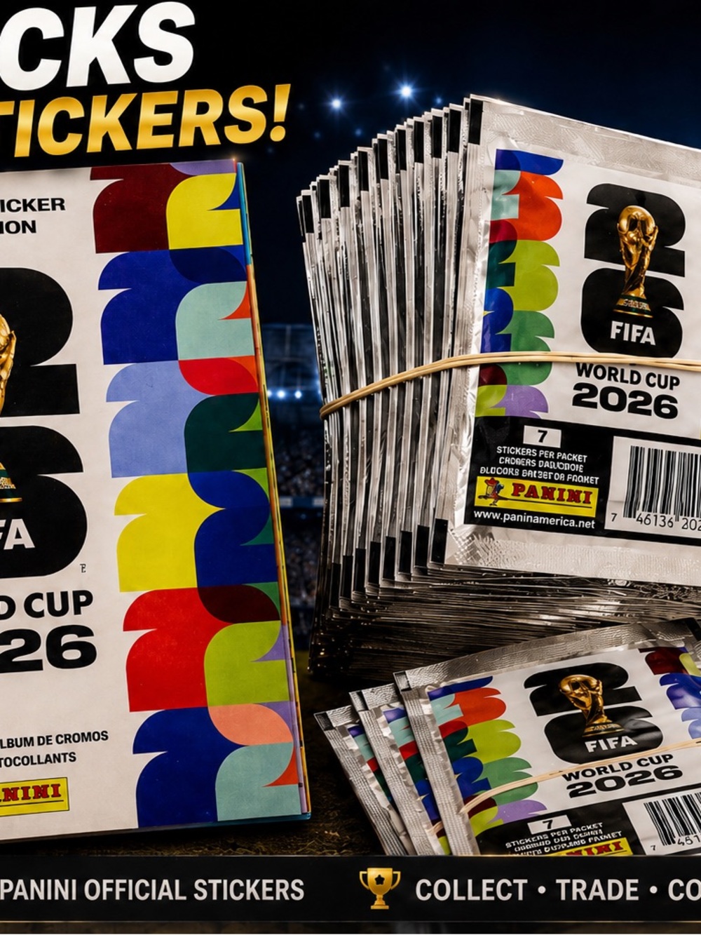 Panini FIFA World Cup 2026 Official Sticker Collection Album + 25 Sealed Packs